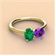 2 - Tanya Oval Shape Emerald & Cushion Shape Amethyst 2 Stone Duo Ring 