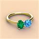 2 - Tanya Oval Shape Emerald & Cushion Shape Blue Topaz 2 Stone Duo Ring 
