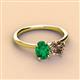 2 - Tanya Oval Shape Emerald & Cushion Shape Smoky Quartz 2 Stone Duo Ring 