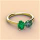 2 - Tanya Oval Shape Emerald & Cushion Shape Lab Created Alexandrite 2 Stone Duo Ring 