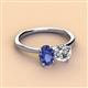 2 - Tanya Oval Shape Iolite & Cushion Shape GIA Certified Diamond 2 Stone Duo Ring 