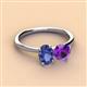 2 - Tanya Oval Shape Iolite & Cushion Shape Amethyst 2 Stone Duo Ring 