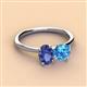 2 - Tanya Oval Shape Iolite & Cushion Shape Blue Topaz 2 Stone Duo Ring 