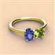 2 - Tanya Oval Shape Iolite & Cushion Shape Peridot 2 Stone Duo Ring 