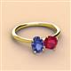 2 - Tanya Oval Shape Iolite & Cushion Shape Ruby 2 Stone Duo Ring 