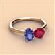 2 - Tanya Oval Shape Iolite & Cushion Shape Ruby 2 Stone Duo Ring 