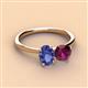 2 - Tanya Oval Shape Iolite & Cushion Shape Rhodolite Garnet 2 Stone Duo Ring 