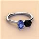 2 - Tanya Oval Shape Iolite & Cushion Shape Black Onyx 2 Stone Duo Ring 