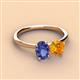 2 - Tanya Oval Shape Iolite & Cushion Shape Citrine 2 Stone Duo Ring 