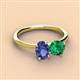 2 - Tanya Oval Shape Iolite & Cushion Shape Emerald 2 Stone Duo Ring 