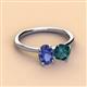 2 - Tanya Oval Shape Iolite & Cushion Shape London Blue Topaz 2 Stone Duo Ring 