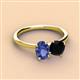 2 - Tanya Oval Shape Iolite & Cushion Shape Black Onyx 2 Stone Duo Ring 