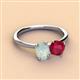 2 - Tanya Oval Shape Opal & Cushion Shape Ruby 2 Stone Duo Ring 