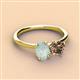 2 - Tanya Oval Shape Opal & Cushion Shape Smoky Quartz 2 Stone Duo Ring 