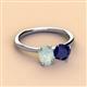 2 - Tanya Oval Shape Opal & Cushion Shape Blue Sapphire 2 Stone Duo Ring 