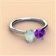 2 - Tanya Oval Shape Opal & Cushion Shape Amethyst 2 Stone Duo Ring 