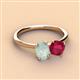 2 - Tanya Oval Shape Opal & Cushion Shape Ruby 2 Stone Duo Ring 