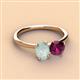 2 - Tanya Oval Shape Opal & Cushion Shape Rhodolite Garnet 2 Stone Duo Ring 