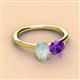 2 - Tanya Oval Shape Opal & Cushion Shape Amethyst 2 Stone Duo Ring 