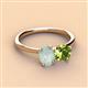 2 - Tanya Oval Shape Opal & Cushion Shape Peridot 2 Stone Duo Ring 