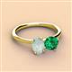 2 - Tanya Oval Shape Opal & Cushion Shape Emerald 2 Stone Duo Ring 