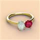 2 - Tanya Oval Shape Opal & Cushion Shape Ruby 2 Stone Duo Ring 