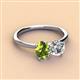 2 - Tanya Oval Shape Peridot & Cushion Shape GIA Certified Diamond 2 Stone Duo Ring 