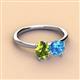 2 - Tanya Oval Shape Peridot & Cushion Shape Blue Topaz 2 Stone Duo Ring 