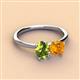 2 - Tanya Oval Shape Peridot & Cushion Shape Citrine 2 Stone Duo Ring 