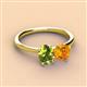 2 - Tanya Oval Shape Peridot & Cushion Shape Citrine 2 Stone Duo Ring 