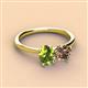 2 - Tanya Oval Shape Peridot & Cushion Shape Smoky Quartz 2 Stone Duo Ring 