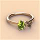 2 - Tanya Oval Shape Peridot & Cushion Shape Smoky Quartz 2 Stone Duo Ring 