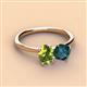 2 - Tanya Oval Shape Peridot & Cushion Shape London Blue Topaz 2 Stone Duo Ring 