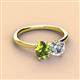 2 - Tanya Oval Shape Peridot & Cushion Shape Forever Brilliant Moissanite 2 Stone Duo Ring 