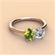 2 - Tanya Oval Shape Peridot & Cushion Shape Forever Brilliant Moissanite 2 Stone Duo Ring 