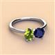 2 - Tanya Oval Shape Peridot & Cushion Shape Blue Sapphire 2 Stone Duo Ring 