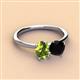 2 - Tanya Oval Shape Peridot & Cushion Shape Black Onyx 2 Stone Duo Ring 