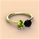 2 - Tanya Oval Shape Peridot & Cushion Shape Black Onyx 2 Stone Duo Ring 