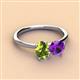 2 - Tanya Oval Shape Peridot & Cushion Shape Amethyst 2 Stone Duo Ring 