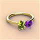 2 - Tanya Oval Shape Peridot & Cushion Shape Amethyst 2 Stone Duo Ring 