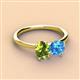 2 - Tanya Oval Shape Peridot & Cushion Shape Blue Topaz 2 Stone Duo Ring 