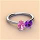 2 - Tanya Oval Shape Pink Sapphire & Cushion Shape Amethyst 2 Stone Duo Ring 