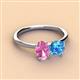 2 - Tanya Oval Shape Pink Sapphire & Cushion Shape Blue Topaz 2 Stone Duo Ring 