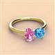 2 - Tanya Oval Shape Pink Sapphire & Cushion Shape Blue Topaz 2 Stone Duo Ring 