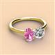 2 - Tanya Oval Shape Pink Sapphire & Cushion Shape Forever Brilliant Moissanite 2 Stone Duo Ring 