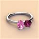 2 - Tanya Oval Shape Pink Sapphire & Cushion Shape Rhodolite Garnet 2 Stone Duo Ring 