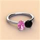 2 - Tanya Oval Shape Pink Sapphire & Cushion Shape Black Onyx 2 Stone Duo Ring 