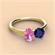 2 - Tanya Oval Shape Pink Sapphire & Cushion Shape Blue Sapphire 2 Stone Duo Ring 