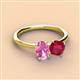 2 - Tanya Oval Shape Pink Sapphire & Cushion Shape Ruby 2 Stone Duo Ring 