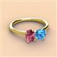 2 - Tanya Oval Shape Pink Tourmaline & Cushion Shape Blue Topaz 2 Stone Duo Ring 